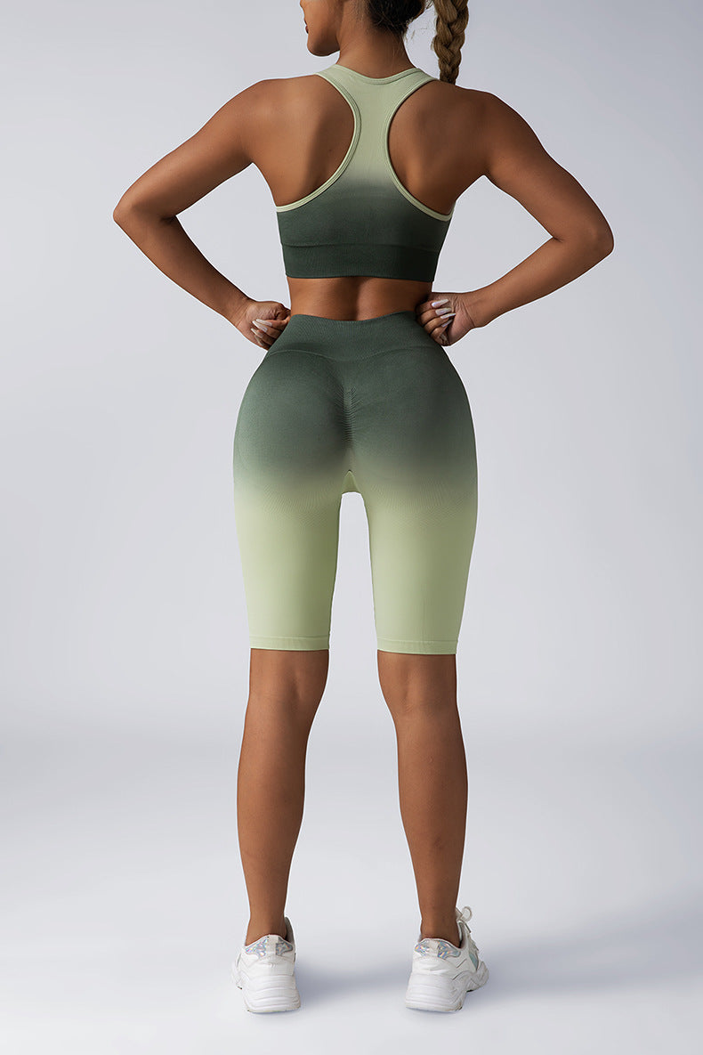 Seamless Women Activewear Set Crop Top High Waist Shorts