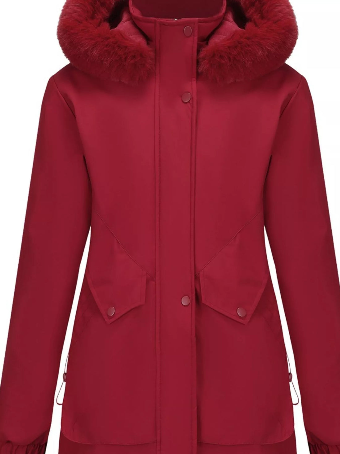 Full Size Fur Hooded Warm Winter Parka Outerwear Plus Size