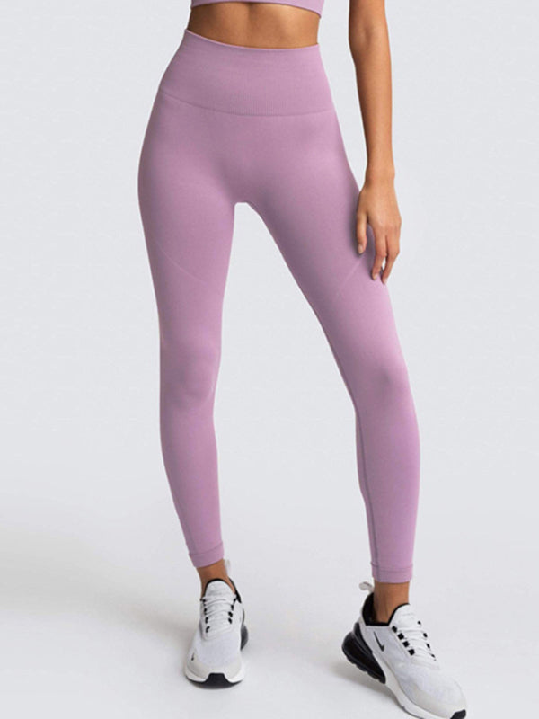 Women Seamless Knit Vest Pants Set High Waist Fitness