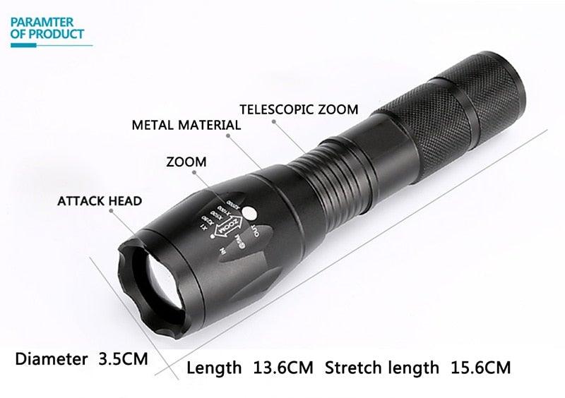 Z45 LED Flashlight Ultra Bright Waterproof Mini Zoomable Torch